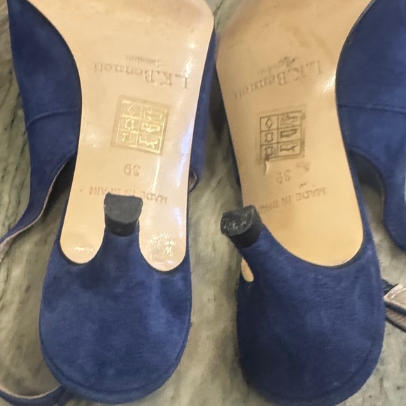 LK Bennett Navy Suede Slingback Heels Made in Spain. - Picture 7 of 9